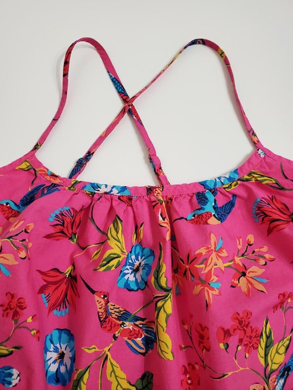 Printfresh Cami Nightgown L Hummingbird Haven Organic Cotton Floral Bird Pockets - Picture 5 of 12